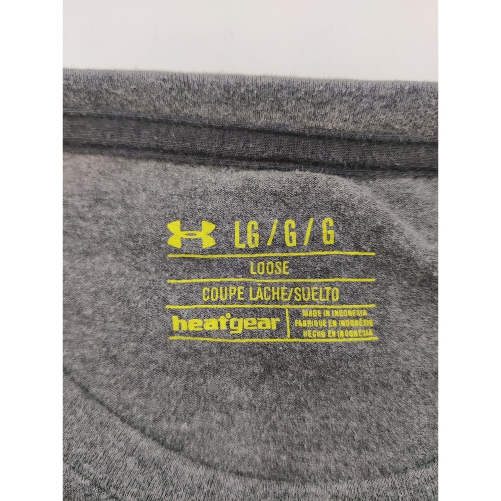 Under Armour Mens HeatGear Long Sleeve Graphic Logo Shirt Gray‎ Yellow Large - Picture 3 of 6